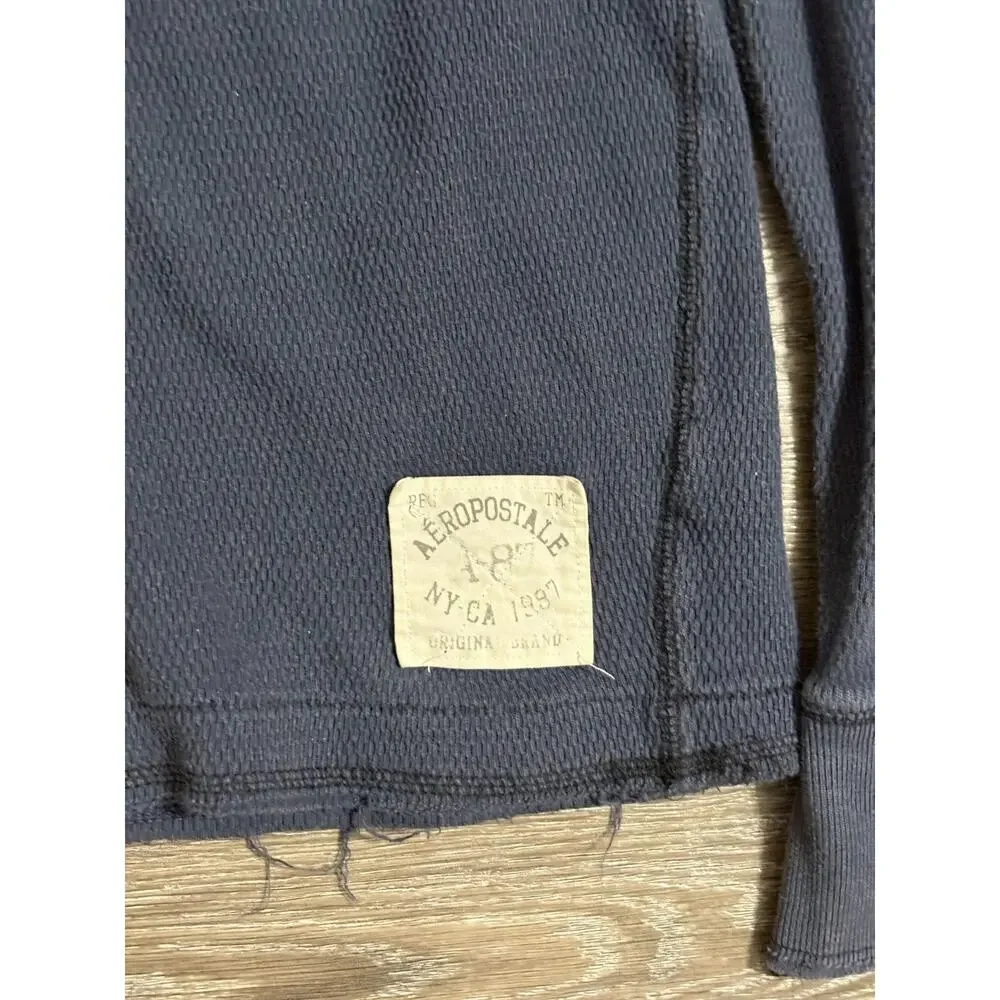 Vintage Aeropostale Spellout Navy Thermal Long Sleeve Y2K Retro - Men’s XL